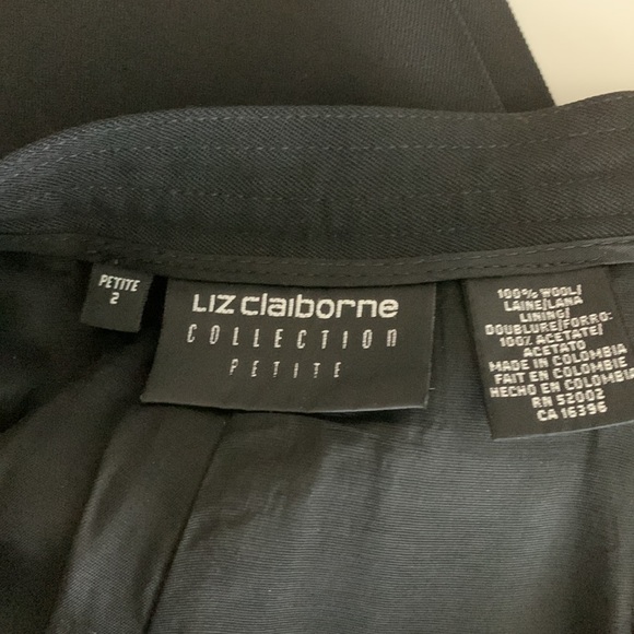 Vintage Liz Claiborne Petite Wool Pleated Black Pants Size 2 - Picture 5 of 6